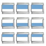 Horizontal Stripes - White and Iceberg Blue 9mm Italian Charm (9 pack)