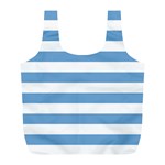 Horizontal Stripes - White and Iceberg Blue Full Print Recycle Bag (L)