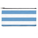 Horizontal Stripes - White and Iceberg Blue Pencil Case