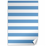 Horizontal Stripes - White and Iceberg Blue Canvas 12  x 18 