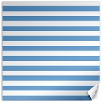 Horizontal Stripes - White and Iceberg Blue Canvas 16  x 16 
