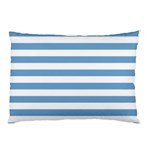 Horizontal Stripes - White and Iceberg Blue Pillow Case (One Side)