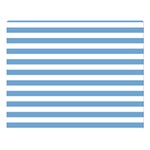 Horizontal Stripes - White and Iceberg Blue Double Sided Flano Blanket (Large)
