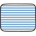 Horizontal Stripes - White and Iceberg Blue Fleece Blanket (Mini)