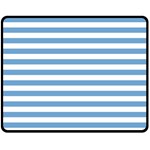 Horizontal Stripes - White and Iceberg Blue Fleece Blanket (Medium) (One Side)