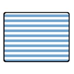 Horizontal Stripes - White and Iceberg Blue Fleece Blanket (Small) (One Side)