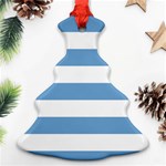 Horizontal Stripes - White and Iceberg Blue Ornament (Christmas Tree)