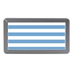 Horizontal Stripes - White and Iceberg Blue Memory Card Reader (Mini)