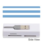Horizontal Stripes - White and Iceberg Blue Memory Card Reader (Stick)