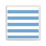 Horizontal Stripes - White and Iceberg Blue Memory Card Reader with Storage (Square)