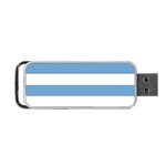 Horizontal Stripes - White and Iceberg Blue Portable USB Flash (Two Sides)