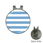 Horizontal Stripes - White and Iceberg Blue Golf Ball Marker Hat Clip