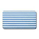 Horizontal Stripes - White and Iceberg Blue Medium Bar Mat