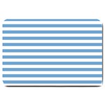 Horizontal Stripes - White and Iceberg Blue Large Doormat
