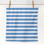 Horizontal Stripes - White and Iceberg Blue Face Towel