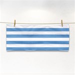 Horizontal Stripes - White and Iceberg Blue Hand Towel