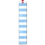 Horizontal Stripes - White and Iceberg Blue Large Book Mark