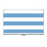 Horizontal Stripes - White and Iceberg Blue Business Card Holder