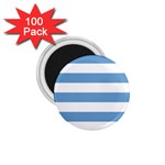 Horizontal Stripes - White and Iceberg Blue 1.75  Magnet (100 pack)