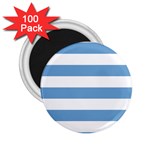 Horizontal Stripes - White and Iceberg Blue 2.25  Magnet (100 pack)