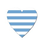 Horizontal Stripes - White and Iceberg Blue Magnet (Heart)
