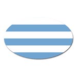 Horizontal Stripes - White and Iceberg Blue Magnet (Oval)