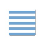 Horizontal Stripes - White and Iceberg Blue Magnet (Square)