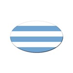 Horizontal Stripes - White and Iceberg Blue Sticker (Oval)