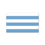 Horizontal Stripes - White and Iceberg Blue Sticker Rectangular (10 pack)