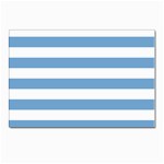 Horizontal Stripes - White and Iceberg Blue Postcard 5  x 7 