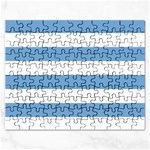 Horizontal Stripes - White and Iceberg Blue Jigsaw Puzzle (Rectangular)