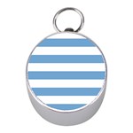 Horizontal Stripes - White and Iceberg Blue Silver Compass (Mini)