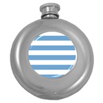 Horizontal Stripes - White and Iceberg Blue Hip Flask (5 oz)