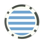 Horizontal Stripes - White and Iceberg Blue Poker Chip Card Guard
