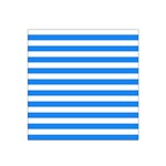 Horizontal Stripes - White and Dodger Blue Satin Bandana Scarf