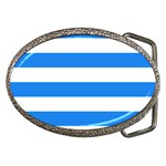 Horizontal Stripes - White and Dodger Blue Belt Buckle