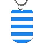 Horizontal Stripes - White and Dodger Blue Dog Tag (Two Sides)