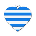 Horizontal Stripes - White and Dodger Blue Dog Tag Heart (Two Sides)