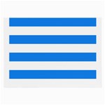 Horizontal Stripes - White and Dodger Blue Large Glasses Cloth (2 Sides)
