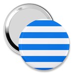 Horizontal Stripes - White and Dodger Blue 3  Handbag Mirror