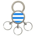 Horizontal Stripes - White and Dodger Blue 3-Ring Key Chain