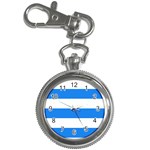 Horizontal Stripes - White and Dodger Blue Key Chain Watch