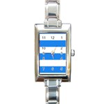 Horizontal Stripes - White and Dodger Blue Rectangle Italian Charm Watch