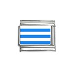 Horizontal Stripes - White and Dodger Blue Italian Charm (9mm)