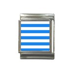 Horizontal Stripes - White and Dodger Blue Italian Charm (13mm)