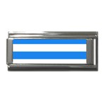 Horizontal Stripes - White and Dodger Blue Superlink Italian Charm (9mm)