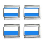 Horizontal Stripes - White and Dodger Blue 9mm Italian Charm (4 pack)