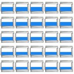 Horizontal Stripes - White and Dodger Blue 9mm Italian Charm (25 pack)