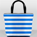 Horizontal Stripes - White and Dodger Blue Bucket Bag