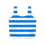 Horizontal Stripes - White and Dodger Blue Full Print Recycle Bag (S)